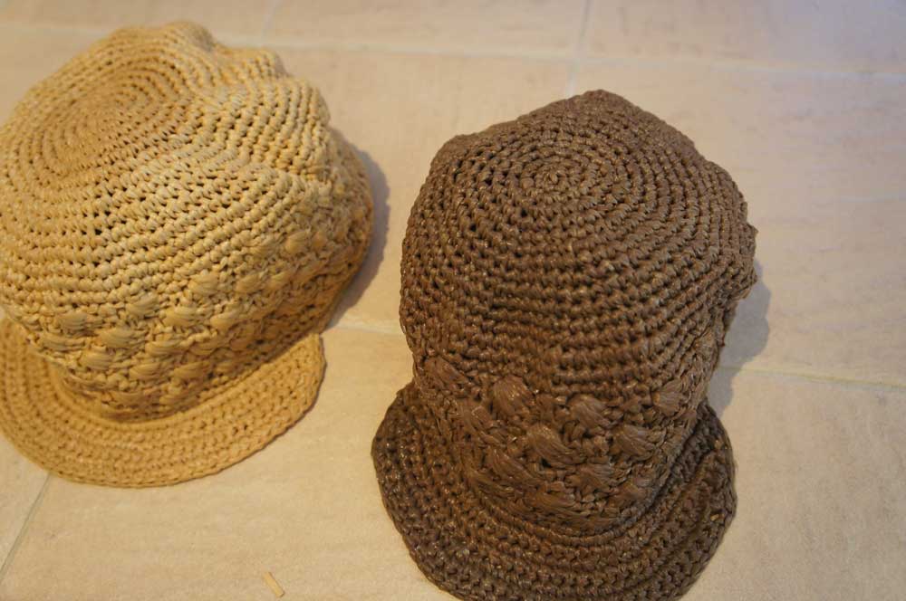 埼玉県所沢市のかぎ針編み教室pomponnerの編んだエコアンダリヤの麦わら帽子