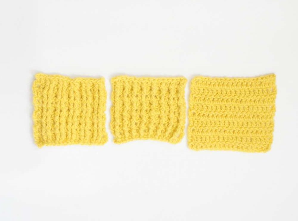 埼玉県所沢市のかぎ針編み教室pomponnerのかぎ針編みの基礎レッスンで長編みの表引き上げ編みでゴム編み風の編み地の画像