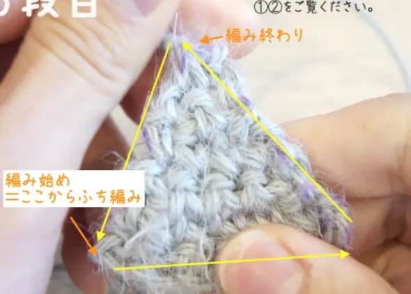 かぎ針編みで編む縁編みの順序
