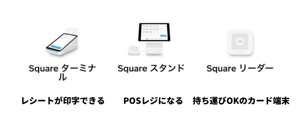 Squareスクエアのカード端末は３種類あります。